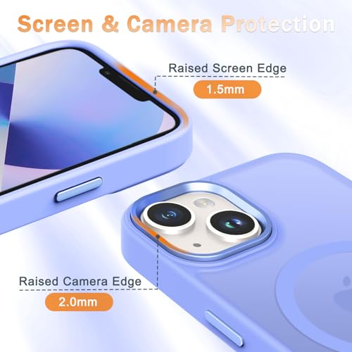 Image of for iPhone 14 Plus Case, Matte Magnetic Phone Case, Lavender Purple | Fit for Magsafe, Screen Protector Included, Translucent Frosted Slim Shockproof Protective Cover
