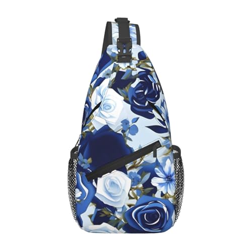 Mochila Bandolera con Estampado Floral Azul para Deportes miniatura 1