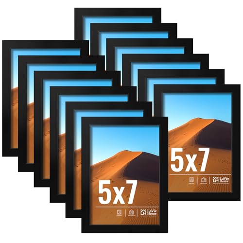 Image of LaVie Home 5x7 Picture Frames Set of 12,Frame for 5x7 Pictures,Photo Frames for Wall Mounting or Table Top Display,Black