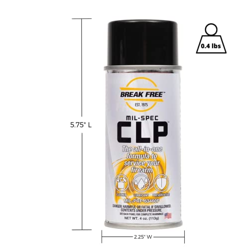 Break Free CLP Cleaner Lubricant and Preservative Gun Cleaner, CLP-2, Aerosol Spray, Synthetic Oil, 4 oz