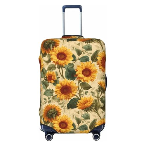 Pattern Of Sunflowers Elastic Travel Luggage Covers Dustproof Scratch-Resistant Suitcase Protector Fit 22-24 Inch