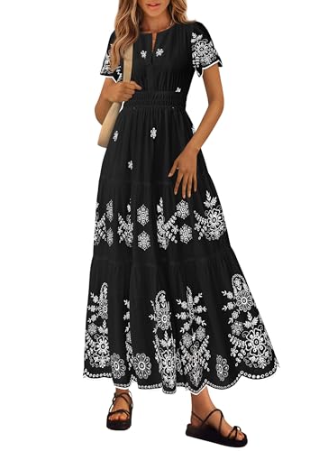 Image of PRETTYGARDEN Womens Summer Dresses Floral Maxi Boho Spring Long Dress