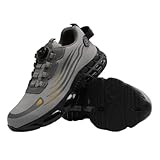 Noistigt Steel Toe Shoes for Women Men Wide Composite Work Sneakers Indestructible Comfortable Safety Tennis Shoes Lightweight Breathable Construction Sneakers Puncture Proof Ergonomic Design (Grey, Adult, Men, 9, Numeric, US Footwear Size System, Medium)