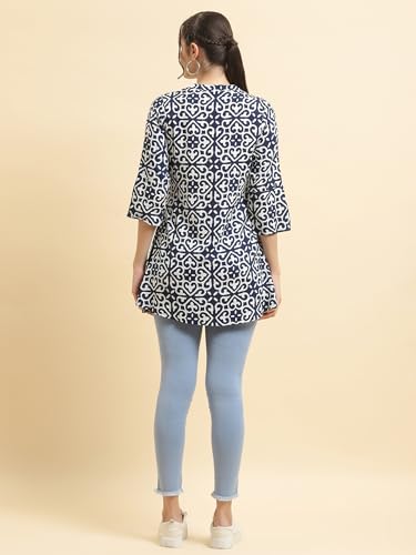 Image of Shree Women Liva (Rayon) White Floral Print Kurta