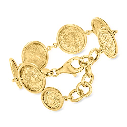 Ross-Simons Italian 18kt Gold Over Sterling Replica Coin Bracelet. 7 inches3