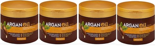 Pack 4 cabello seco y dañado | Mascarilla Argan Oil Deliplus | Paquete 4 Tarros de 400 ml | Total 1,6 Litros.