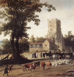 Peinture à l'huile pour habiller un mur vide, grand tableau paysage Pieter Jansz Post 30x36
