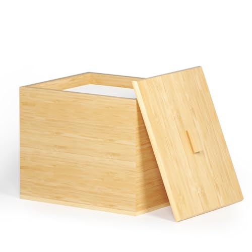 Bamboo Disposable Face Towel Holder for Clean Skin Club, Bathroom Storage Organizer, Container Box (Towels Not Included)