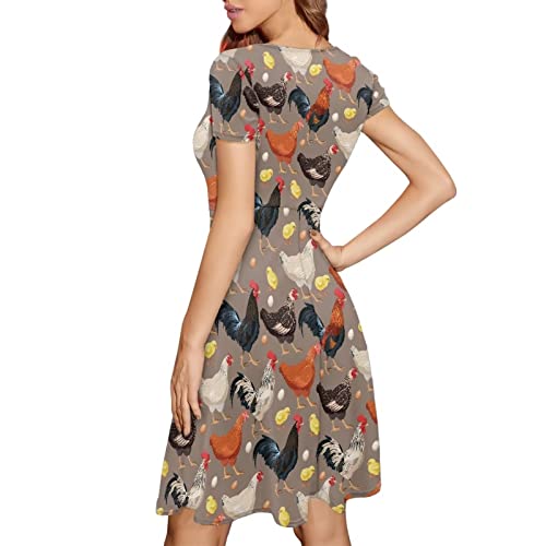 Image of Biyejit Women's Summer Casual Short Sleeve T-Shirt Swing Dress Crew Neck Plus Size S-4XL