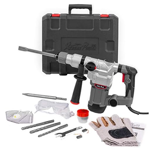 XtremepowerUS Deluxe 1200w Electric Rotary Hammer SDS Plus Drill Swivel Adjustable Handle Drilling Chisel Flat Bit w/Carrying Case