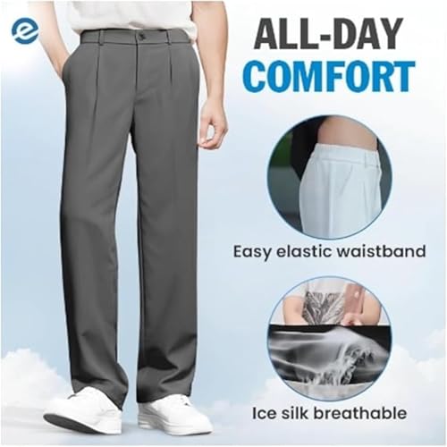 Denimblack Pants for Men, Denimblack for Men Women Breathable，Easemotions Ice Silk Comfort Everyday Pant with Pockets4