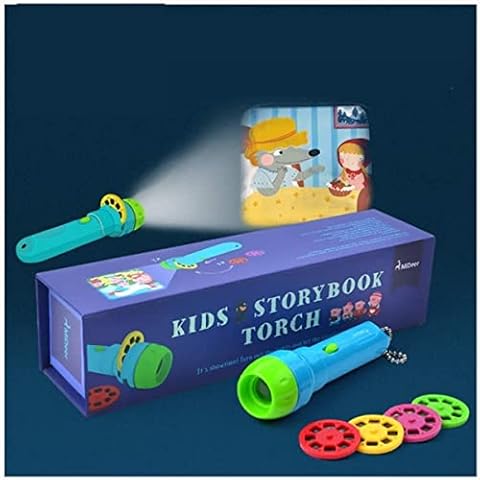 PROACC Kids Story Projection Torch Toy - Sleep Story Projector Flashlight Luminous Toy Cartoons Slide Show, 4 Fairy Tales Movies 32 Slides Great Educational Toy Gift for Boys and Girls Cover