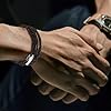 Mens Leather Bracelet Adjustable Premium Classic Handmade Braided Bracelet for Men Husband Boys Son Snake Pattern Wrap Genuine Men's Strap Bands Wrist Bangle with Clasp for Holiday Gifts (Brown) #3