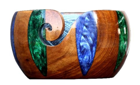 Image of Wooden Yarn Bowl for Knitting Yarn Bowl for Crocheting, Yarn Storage Bowl to Prevent Slipping, Wooden Yarn Holder, Best Gift for Crochet (#Desig-10)
