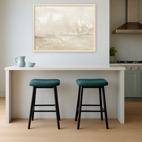 Kate and Laurel Framed Canvas Wall Art Print Dawning Warm Abstract Landscape by Naomi Hink NLS Design, 38 x 29, Woodgrain Stripe Blonde Frame, Modern Contemporary, Abstract Art for Wall Decor by Kate and Laurel - Used condition - Image 3