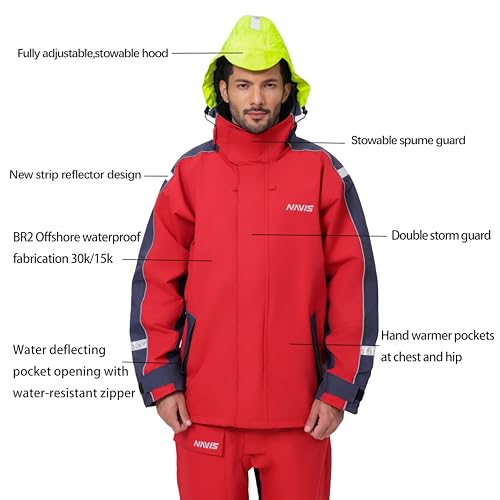 Men’s Waterproof Sailing Jacket & Bib Set – Coastal Breathable Hard Shell, Hi-Vis Hood, Cordura Reinforced4