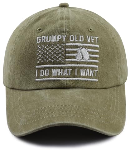 Army Gifts for Men Funny Grumpy Old Vet Hats Military Veteran Baseball Cap Christmas Fathers Day Birthday Decorations for Dad Papa Grandpa Uncle