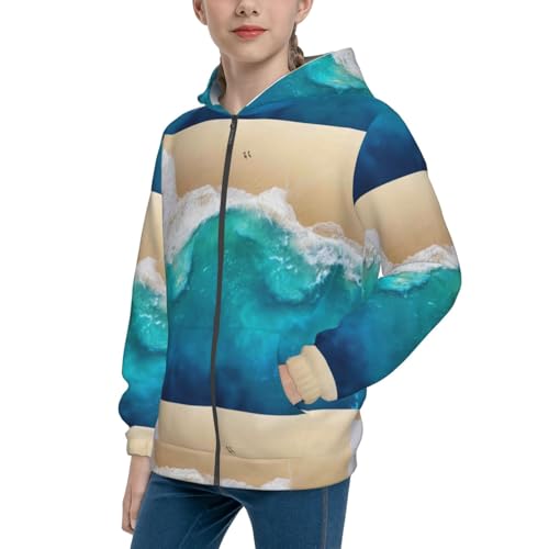 Beach Kids Pullover Hoodies Boys Zip Up Sweatshirts Girls Athletic Clothes with Pocket