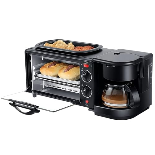 CYTBEK 3-in-1 Breakfast Station with Skillet Toaster and Coffee Maker for Efficient Morning Cooking