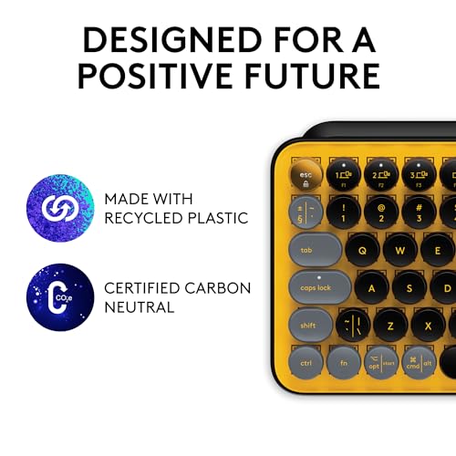 Image of Logitech POP Keys Mechanical Wireless Keyboard with Customisable Emoji Keys, Durable Compact Design, Bluetooth or USB Connectivity, Multi-Device, OS Compatible - Blast