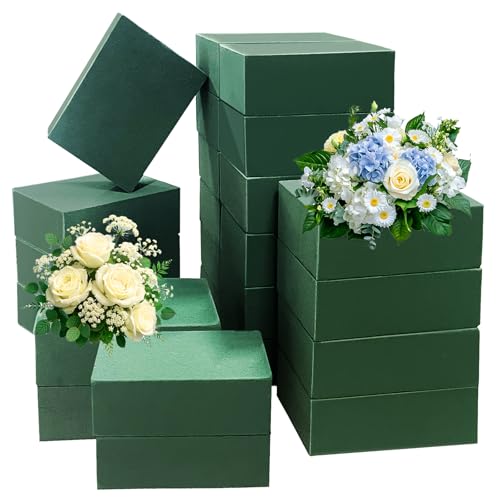 24 Pcs Green Floral Foam Blocks,Wet Dry Flower Plant Foam For Fresh Artificial Flower Arrangement Diy Craft, Florist Styrofoam For Wedding,Birthdays,Home Decors,4.3'L X 2.9'W X 1.6'H