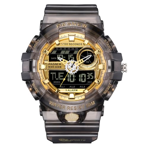 Image of PASNEW Boys' Watches - Dual Display, Large Dial Sport Watch, Black Outdoor Watch for Boys & Teens - Waterproof