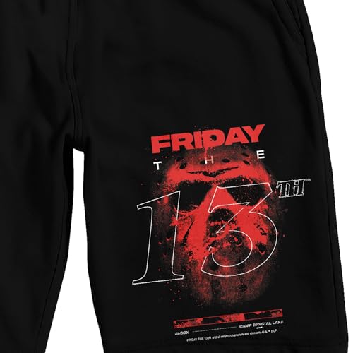 Friday The 13th Red Splatter Jason Mask Men's Black Sleep Pajama Shorts2