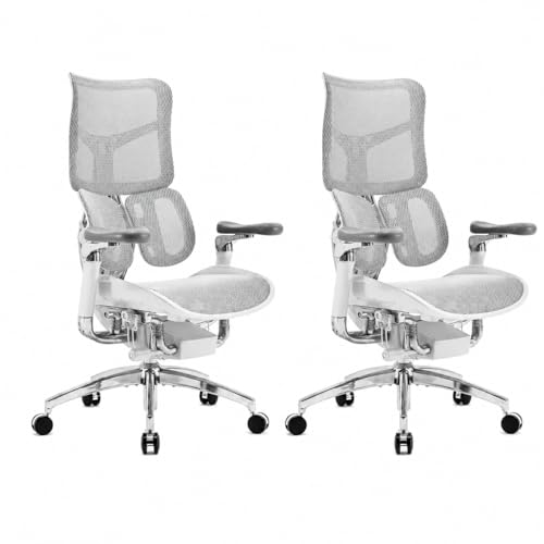 Image of SIHOO Doro S300 Ergonomic Office Chair, Computer Chair, Gaming Chair with Dual Dynamic Lumbar Support, 6D Coordinated Armrests, Adjustable Rolling Chair,2 Packs (White Italian Velvet Mesh)