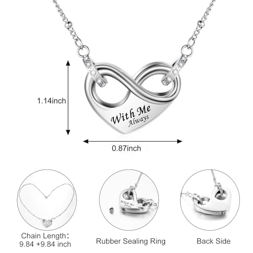 Dletay Infinity Cremation Urn Necklace for Ashes Heart Ash Necklace for Women Memorial Cremation Jewelry Ash Holder2