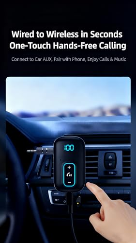 Image of TISONNY Bluetooth 5.3 AUX Adapter for Car, Home Audio & Devices, Wireless Music Receiver, Hands-Free Calling, 3.5mm AUX Input, Sound, 16H Battery Life, Compact Design, Silver