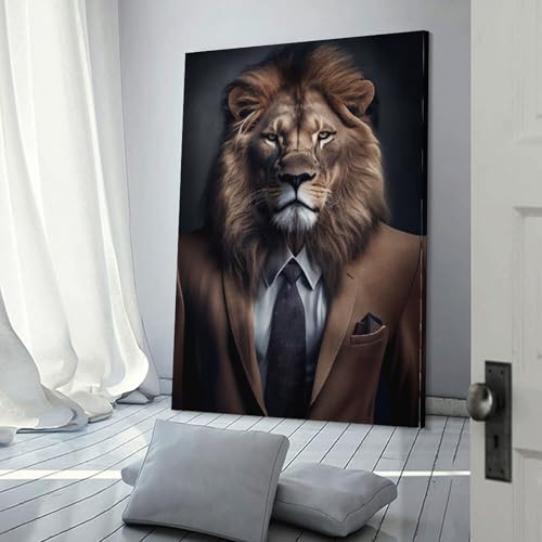 Toile Lion d'Exception : Finition Soignée pour Décoration de Salon