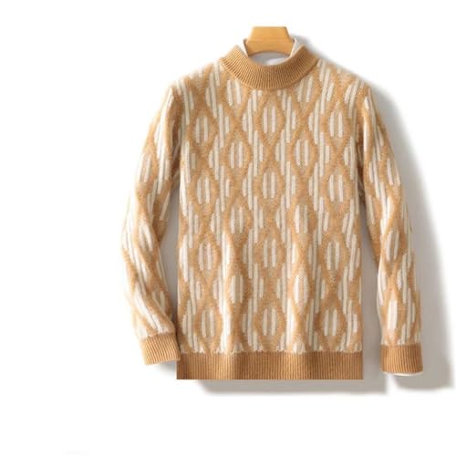 Men's Stand-Up Collar Thickened Knitted Sweater Merino Wool Pullover Casual Contrast Color Top2