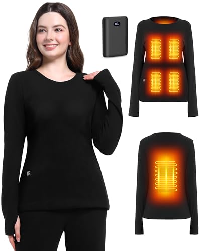 Fernida Camiseta Térmica Térmica Para Mujer, De Manga Larga Climatizada, Con Batería De 10000 Mah, Capa Base Térmica Para Correr, Esquí, Cic Fernida Camiseta Térmica Térmica Para Mujer, De Manga Larga Climatizada, Con Batería De 10000 Mah, Capa Base Térmica Para Correr, Esquí, Cic
