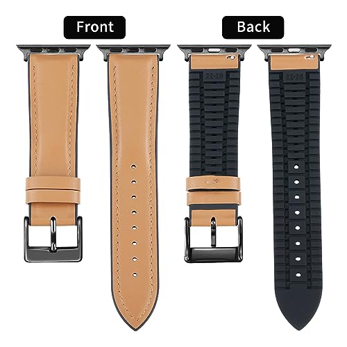 Image of BINLUN Leather Silicone Bands Compatible with Apple Watch 38mm 40mm 41mm 42mm 44mm 45mm 46mm 49mm Sweatproof Replacement Strap for iWatch 11 /10 /9 /8 /7 /6 /5 /4 /3 /2 /1 /Ultra /SE Men Women