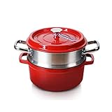 wantanshopping Dampfgarer Dampfer Korb Emaille Dampfer Einsatz zum Dünsten Veggie Lebensmittel mit Griff Steaming Kochgeschirr Dampfgarerpfanne