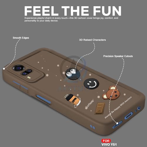 Image of AESTMO Back Case Cover for Vivo Y51 / Y51A / Y31 Cover | Cute Fun Cartoon 3D Ball | Coffee Silicone Case | Full Body Protection | Camera Protection Back Cover for Vivo Y51 / Y51A / Y31 (Brown)