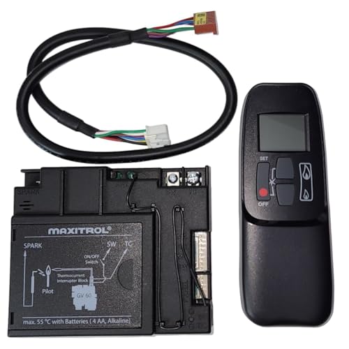 GIZMO TECH PARTS Maxitrol GV60 G6R-R3AM Remote Control & Receiver Module Kit - Complete 9V-6V System for Empire, Valor, Real Fyre Gas Fireplaces - VFSE Burner Compatible (Black)