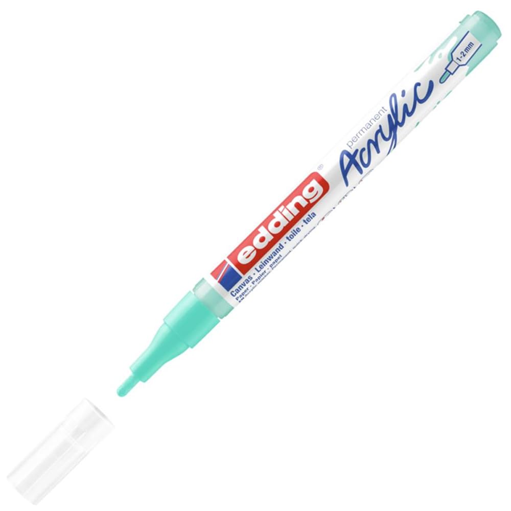 edding 5300 acrylic marker fine - turquoise - 1 waterproof acrylic paint marker - fine round tip 1-2mm - acrylic paint pens for drawing on canvas, art paper and wood - acrylic markers for pebbles