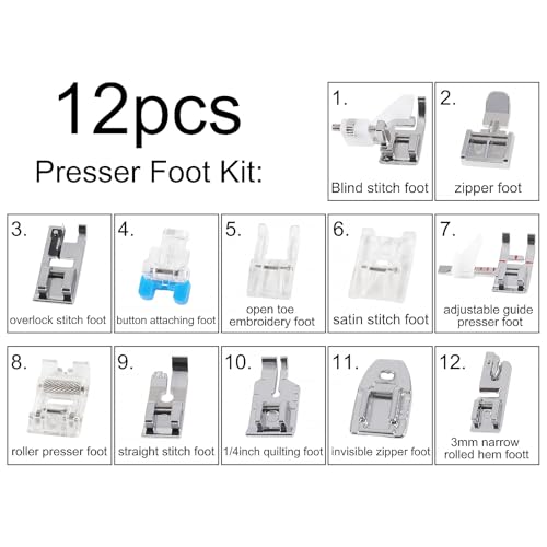 Kit de 12 Piezas Pies Prensatelas para Máquinas de Coser miniatura 4