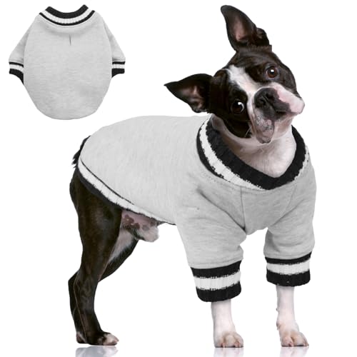 FUAMEY Dog Pullover Sweatshirt - Warm Winter Sweater for Small to Medium Dogs, Soft Fleece, Cute Doggie Outfit for Boys & Girls, Grey XL X-Large(chest:33in) Grey
