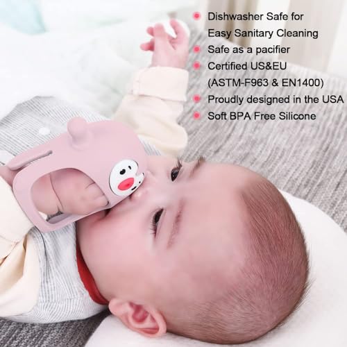 Image of Penguin Buddy Never Drop Silicone Baby Teething Toy for 0-6month nfants, Baby Chew Toys for Sucking Needs, Hand Teether for 3-6Months,Car Seat Toy for Infants, (Old Roze)