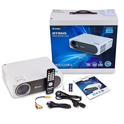 Projetor Led - Betec BT960 - 3400 Lumens - Full HD Nativo - HDMI, VGA, AV, SD e USB