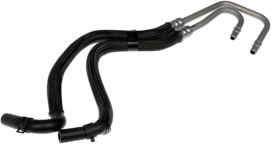 KarParts360 For Ford Explorer 2011-2019 Transmission Oil Cooler Line | Black, Silver Housing | Rubber, Steel Material | Hose Clamp End 1 | Male Quick Disconnect End 2 | Molded Assembly Hose Shape
