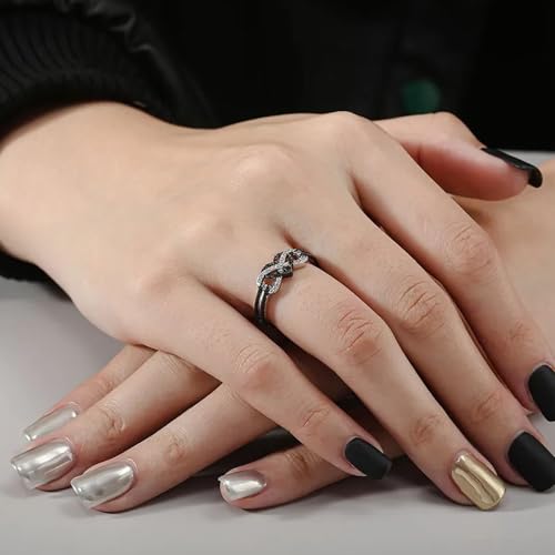 0.20 Ct Round Cut White Diamond Infinity Design Anchor Heart Engagement Ring in 925 Sterling Silver Two Tone Gold Finish Mother's day Jewelry3