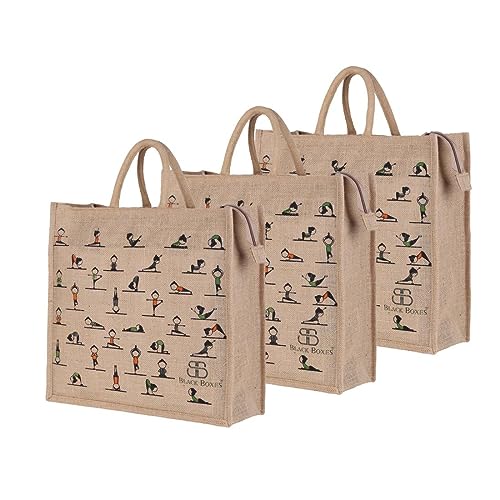 Image of BLACKBOXES Big Eco Cotton Jute Shopping Bags for Carry Milk Grocery fruits Vegetable with Reinforced Handles jhola Bag - Kitchen Essential