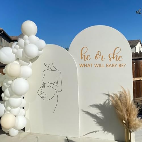 Pregnant Woman Silhouette Decal, He or She Baby Shower Decorations Decal