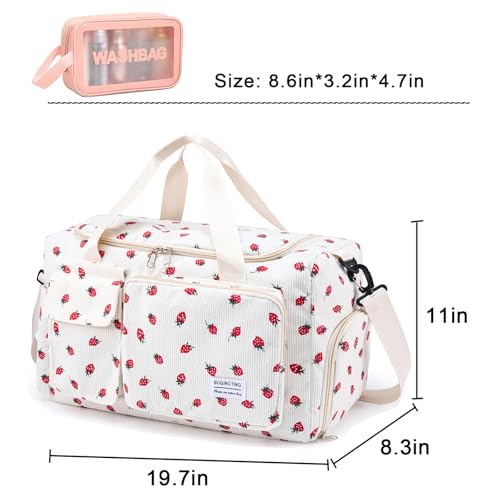 Image of Small Gym Bag for Women, Travel Duffle Bag Carry On Weekender Bag with Shoe Compartment