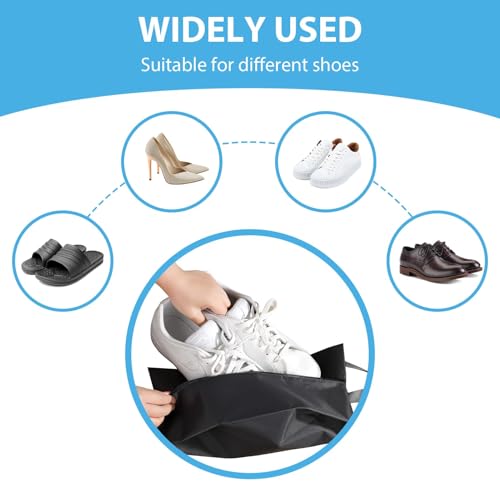 2 Pcs Bolsa Zapatos Viaje Bolsas de Almacenamiento Zapatillero Impermeable Organizador de Bolsa con Cremallera para Guardar Zapatos para Zapatillas Deporte Funda Botas Futbol Adulto Nño, 39cm (Negro) - imagen 4