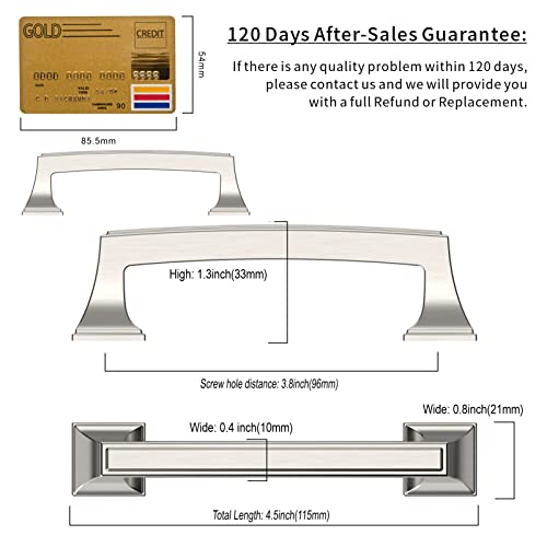 Amerdeco 10 Pack Brushed Satin Nickel Cabinet Pulls 3-3/4 Inch(96Mm) Hole Center Cabinet Hardware Kitchen Cabinet Handles For Bathroom Drawer Pulls Dresser Pulls Zh0010 #TOP4