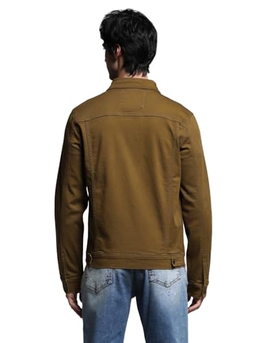 Image of JACK & JONES Men's Spread Collar Cotton Standard Length Washed Denim Jacket
